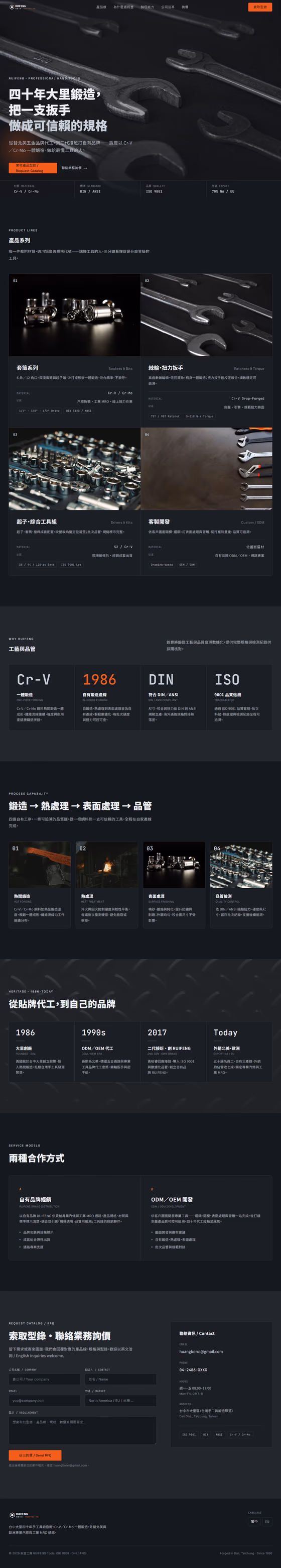 製造業網站設計範例(完整頁面)— ORON 設計範例