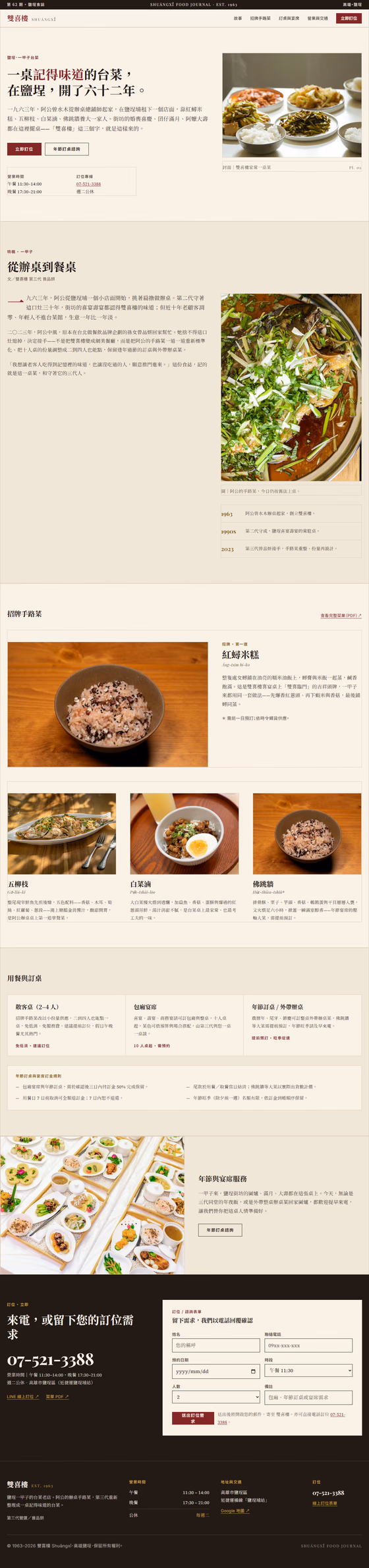 餐廳美食網站設計範例(完整頁面)— ORON 設計範例